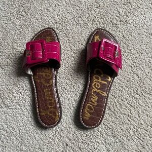 Sam Edelman Hot Pink Buckle Slide Sandals